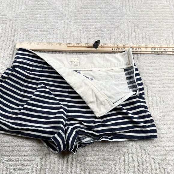J Crew Chino Shorts Womens 4 Stripe Cotton Linen Casual Summer Nautical Resort - Picture 7 of 11